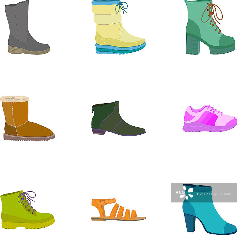 女士鞋店图标扁平风格图片素材