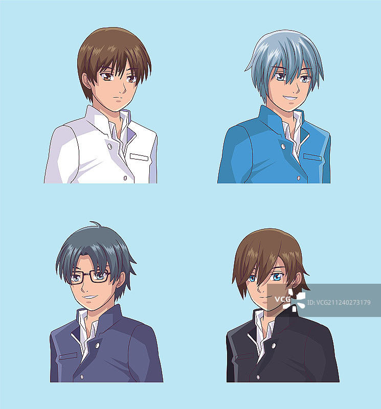 男性动漫脸合集图片素材
