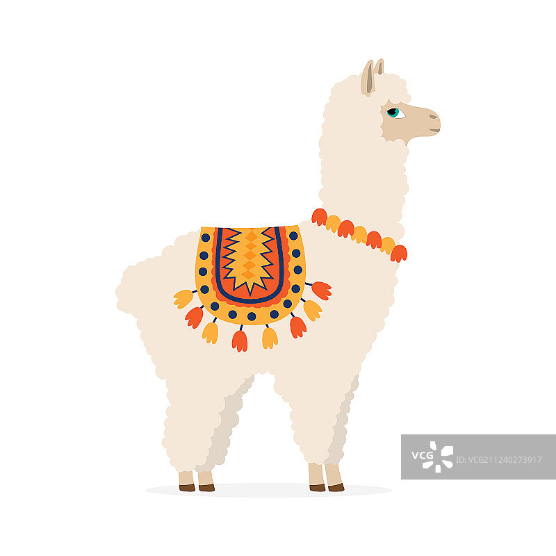 可爱的手绘美洲驼或羊驼图片素材