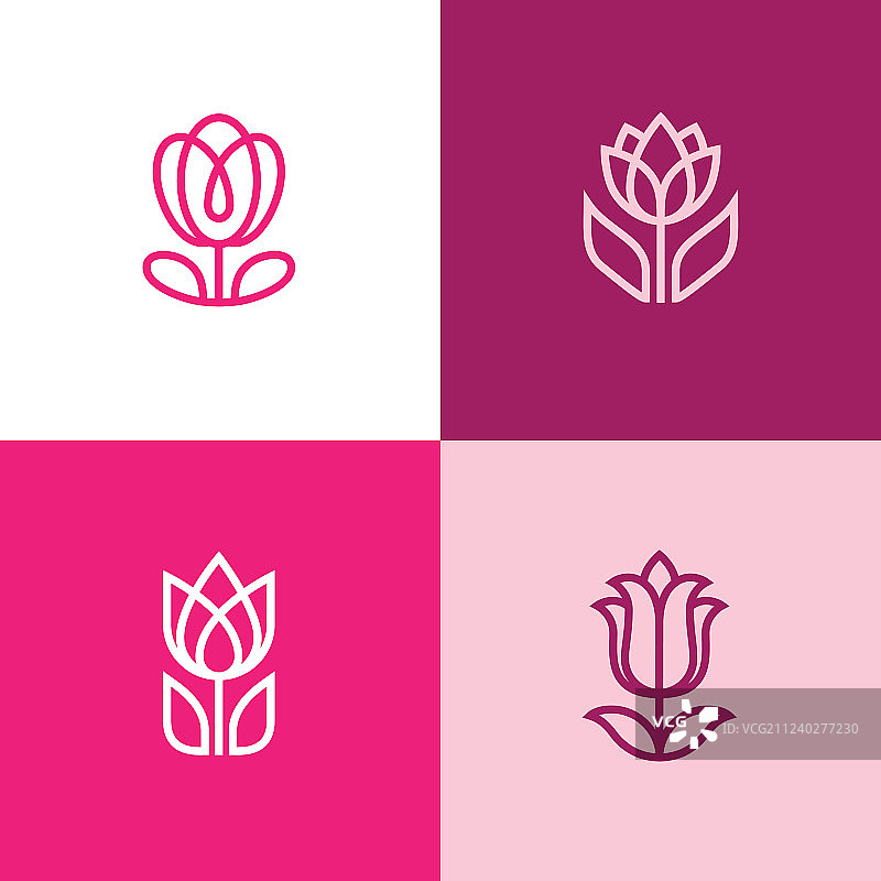 四个郁金香图标图片素材