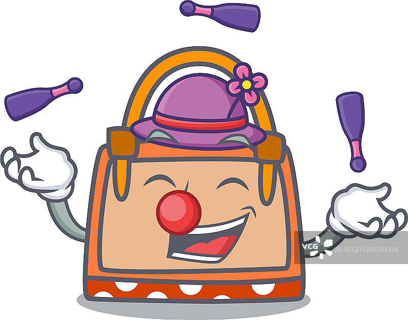 玩杂耍的手提包吉祥物卡通图片素材