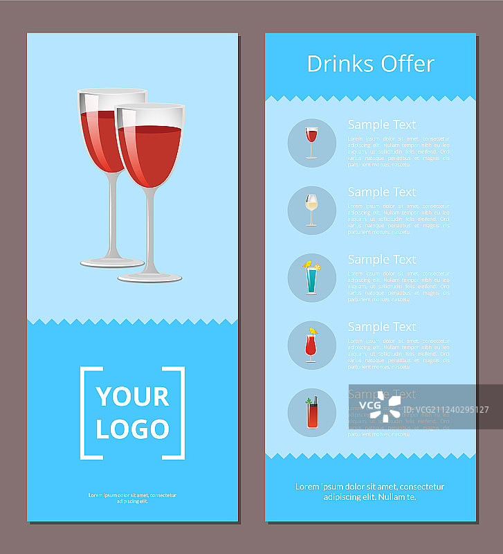 鸡尾酒单饮品促销海报与红酒图片素材