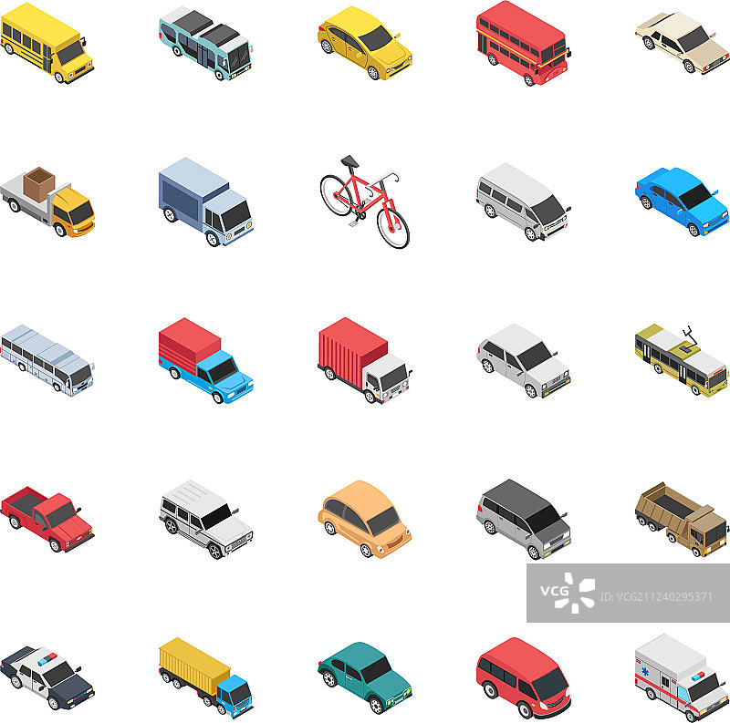 扁平风格交通工具图标图片素材