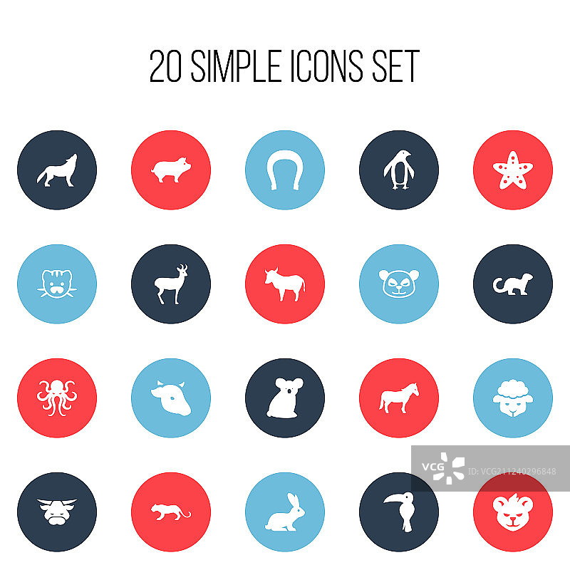 20个可编辑的动物园图标符号图片素材