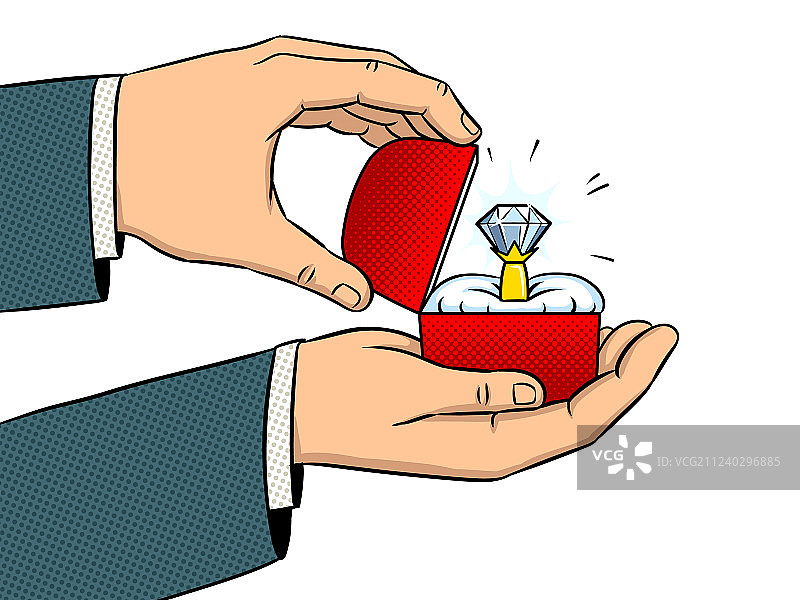 手和珍贵的戒指波普艺术图片素材