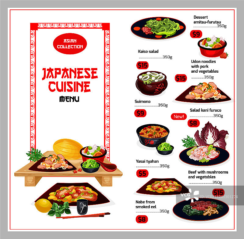 日本料理传统菜肴菜单图片素材