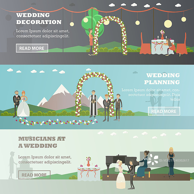 扁平风格的婚礼banner图片素材