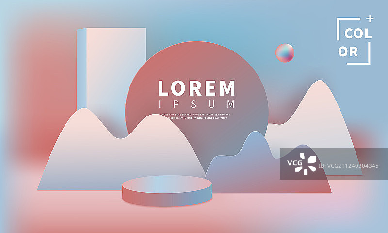 矢量模拟三维场景 炫彩抽象立体剪纸电商背景图图片素材