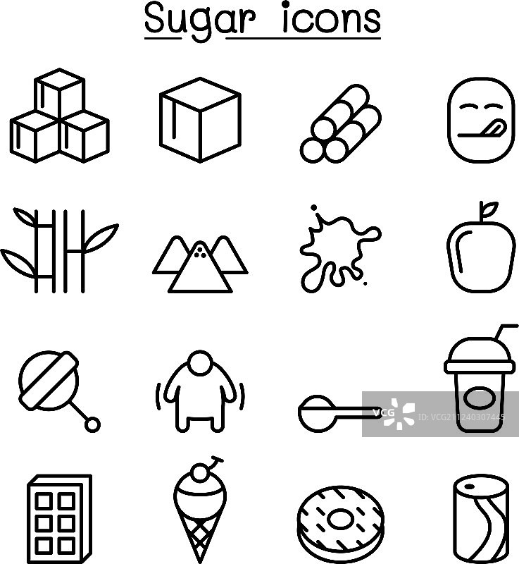 细线风格砂糖图标集图片素材