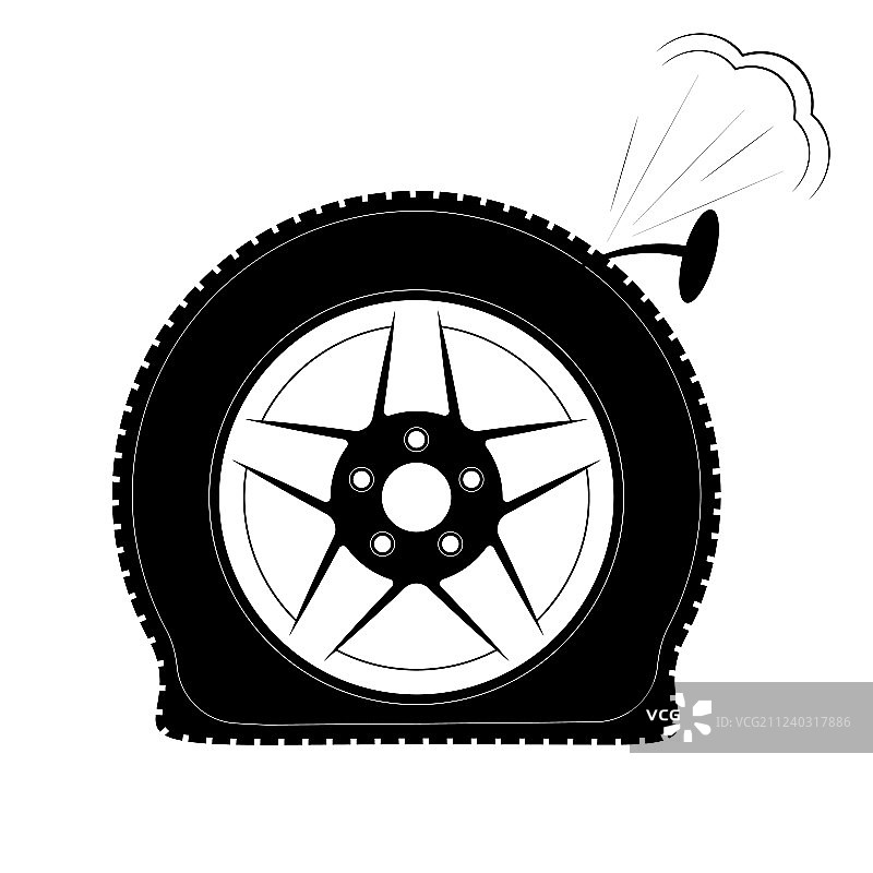 轮胎漏气或爆胎标志图片素材