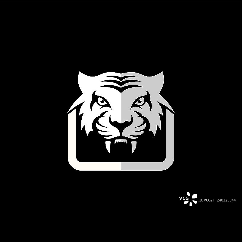 正面视角，极具震慑力的老虎主题logo模板图片素材