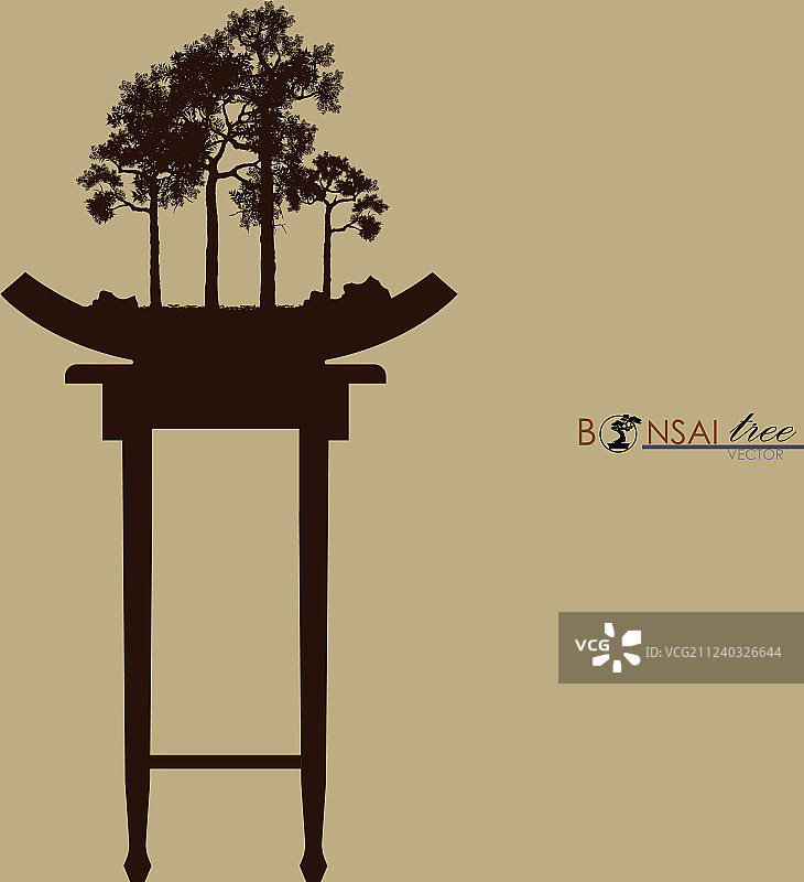 复古风格的桌面盆景树图片素材