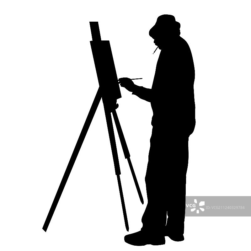 工作中的艺术家剪影图片素材