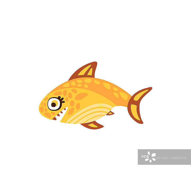 可爱黄色手绘海洋鱼图片素材