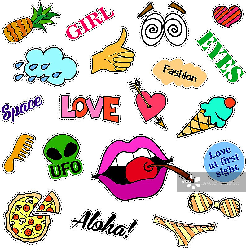时尚徽章大合集贴纸图片素材