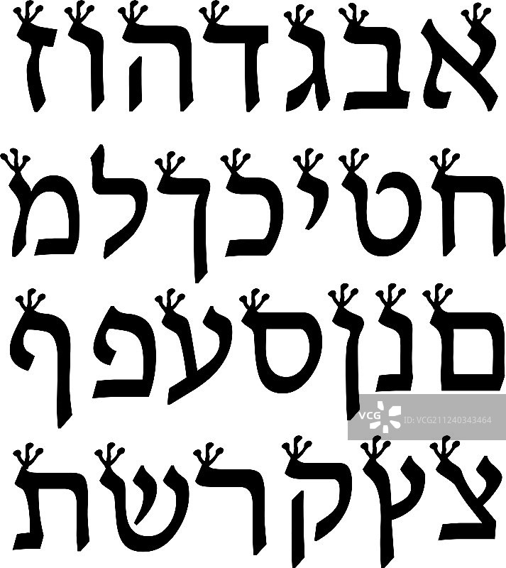 带皇冠的希伯来字母复古字体图片素材