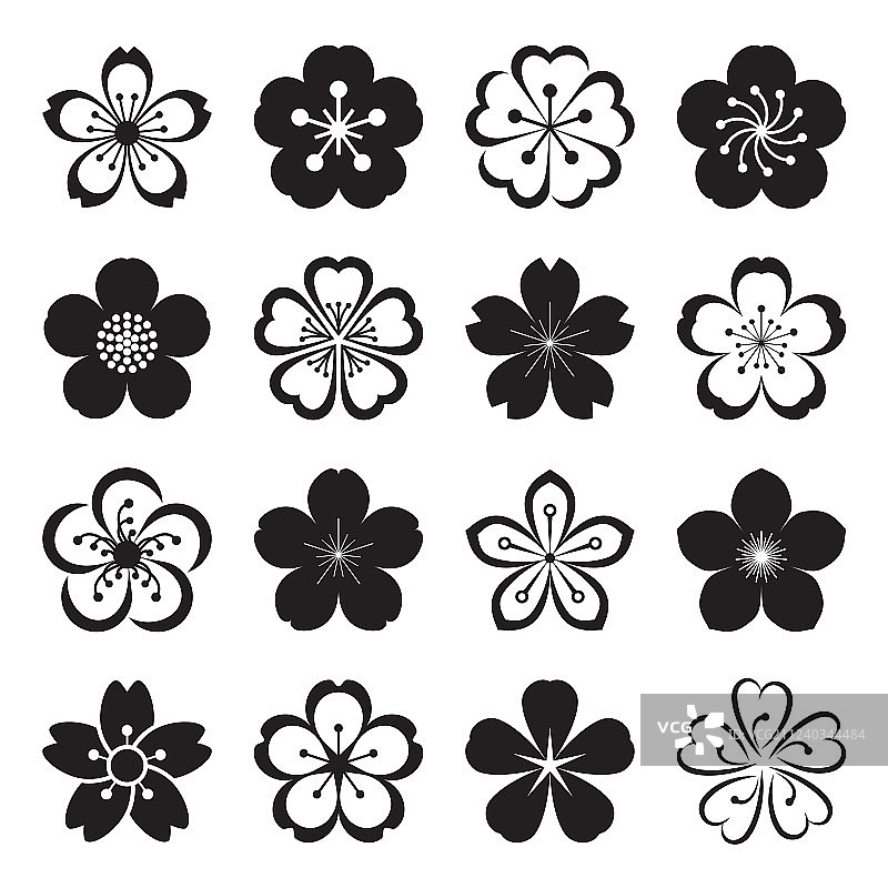 白色背景上的樱花图标图片素材