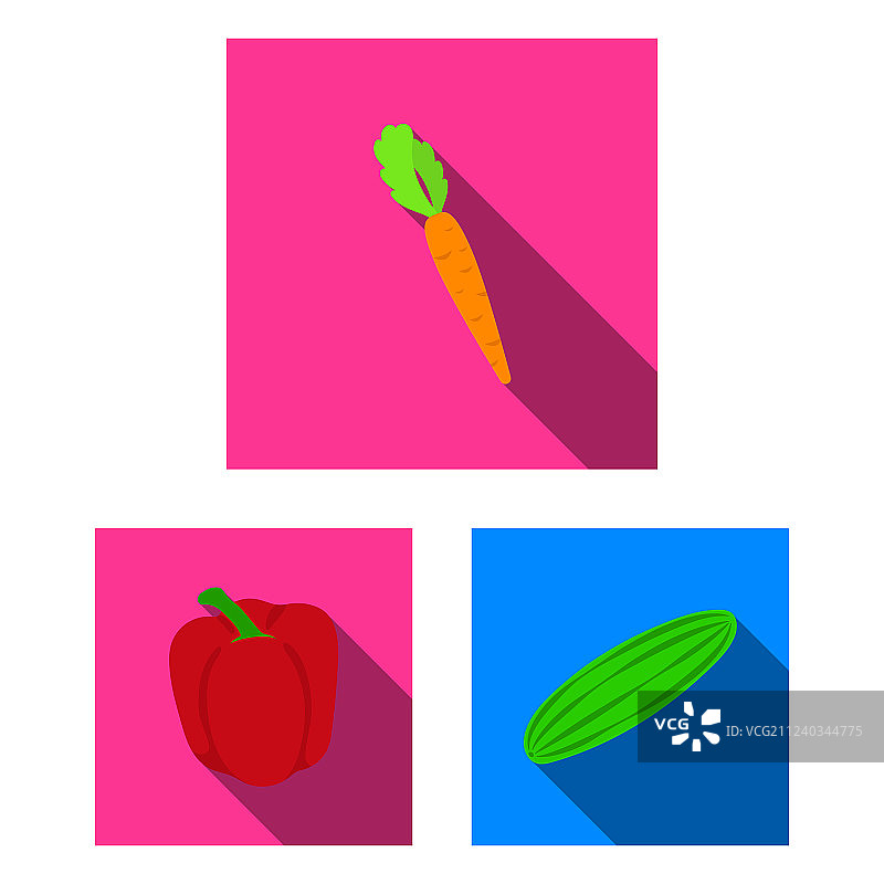 不同种类的蔬菜扁平风格图标图片素材