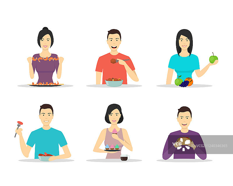 卡通人物：人们用餐场景图片素材