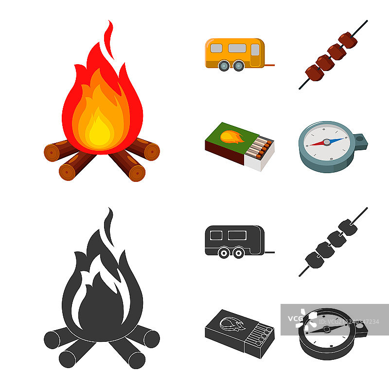 烤肉串拖车搭配指南针露营图片素材