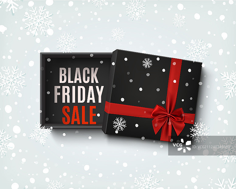 黑色星期五促销打开的黑色礼品盒设计图片素材