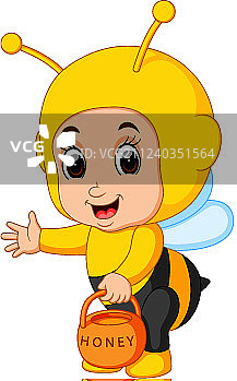 可爱男孩卡通人物蜜蜂服装图片素材
