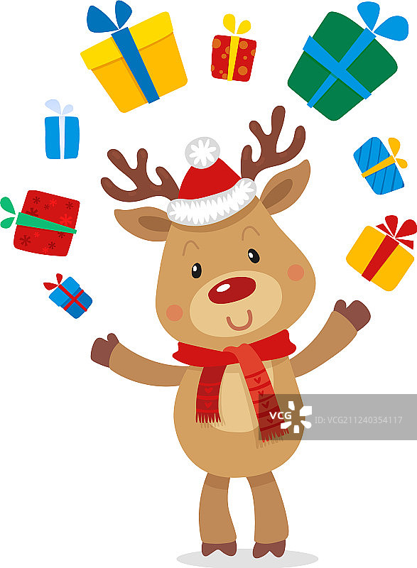 圣诞老人的驯鹿鲁道夫和礼物图片素材