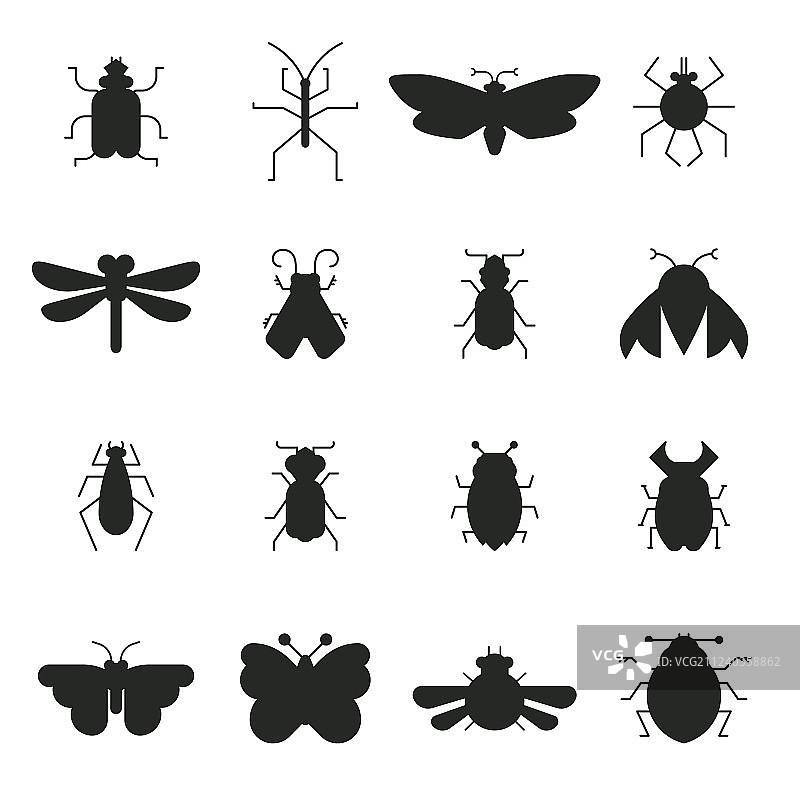 昆虫剪影图片素材