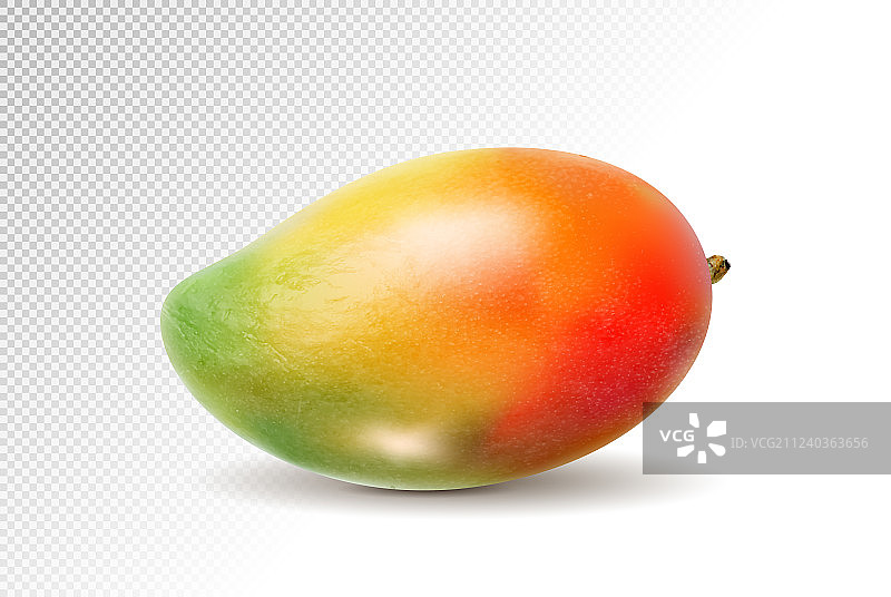 3D逼真橙红色绿色芒果透明背景图片素材
