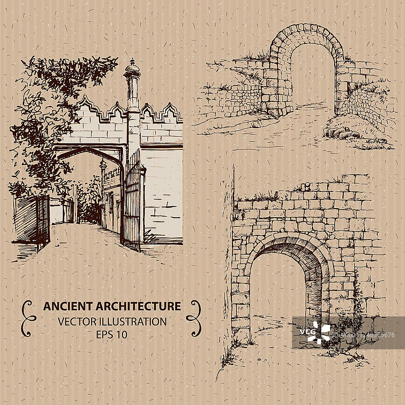 古老的拱门和门图片素材