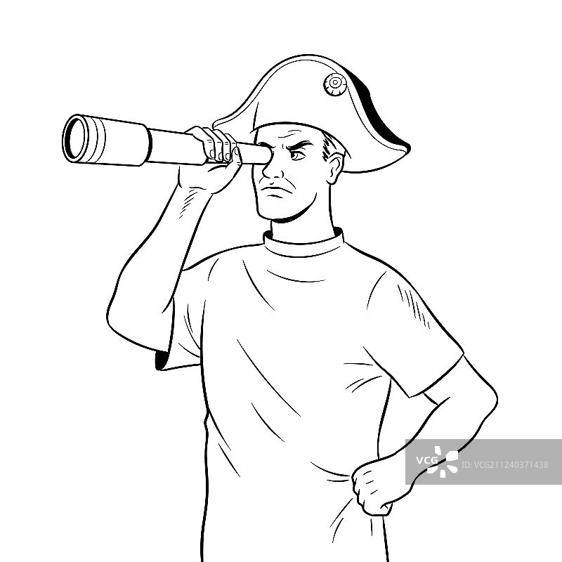 男人装扮成拿破仑海盗着色图片素材