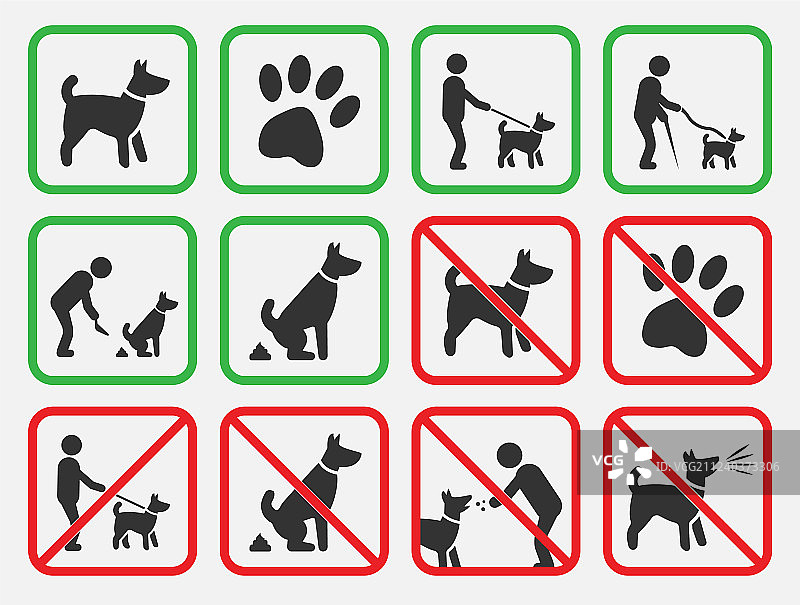 禁止犬只标志，允许和禁止犬只图标图片素材