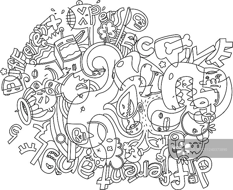 不同角度和视角的涂鸦图片素材