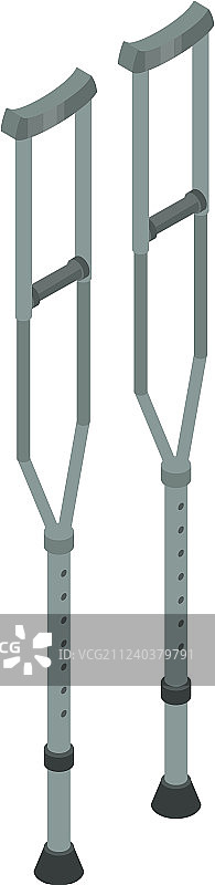 金属拐杖2.5D风格图标图片素材