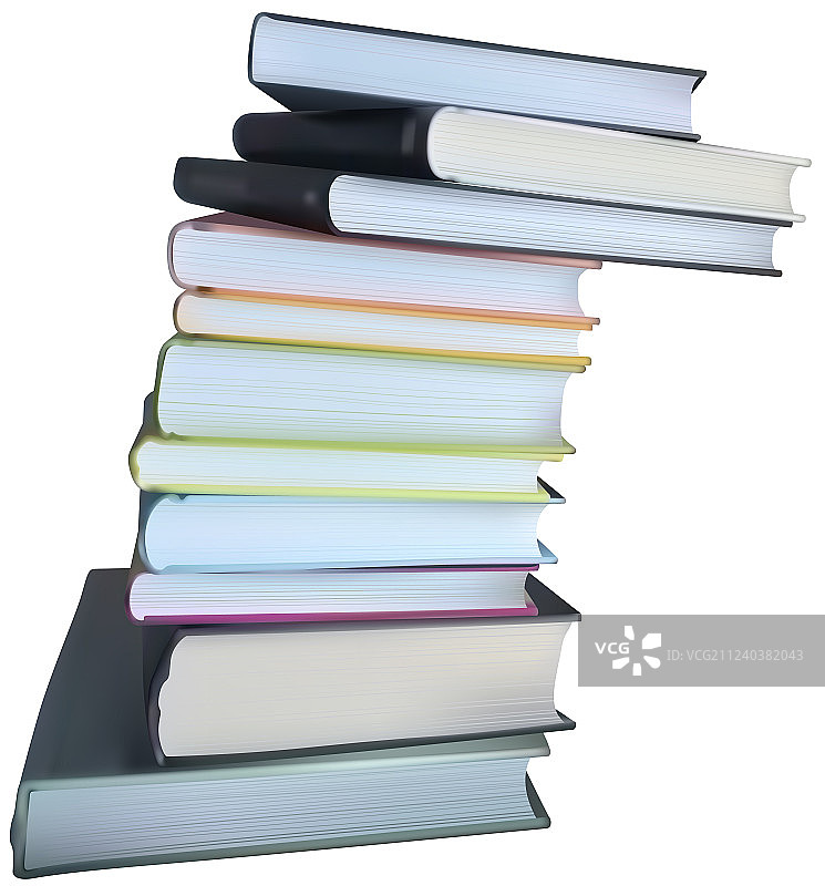 白色背景上的一堆书图片素材