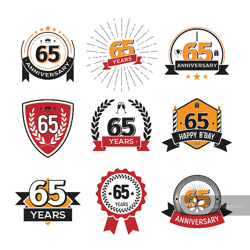 复古65周年纪念logo合集图片素材