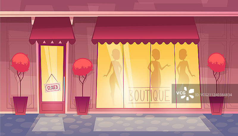 带照明的卡通精品店（已停止营业）图片素材