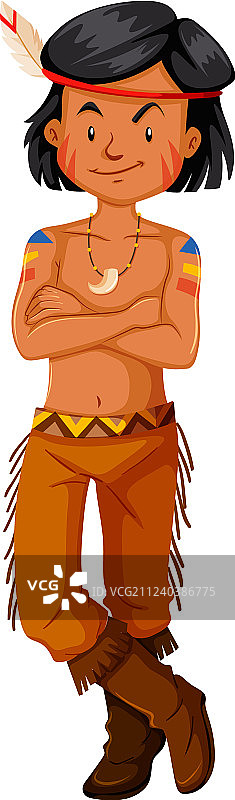 身着传统服饰的美洲原住民男孩图片素材