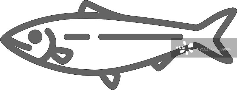 简约的鱼和鲟鱼线条图标图片素材