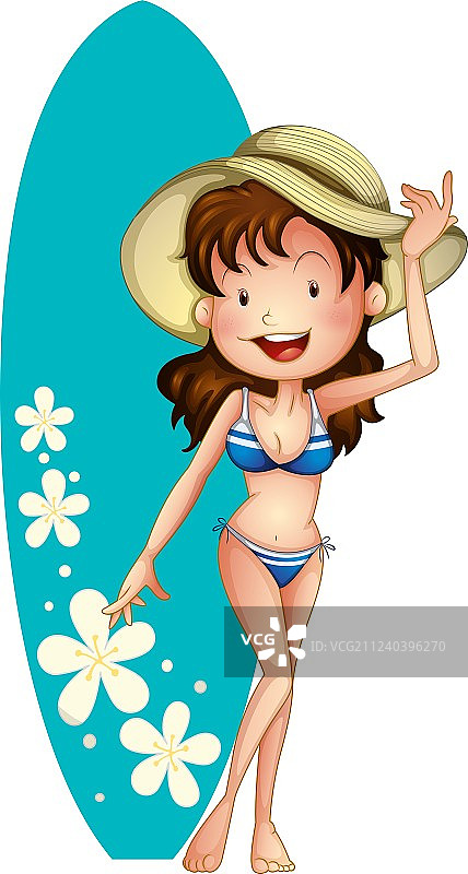 穿蓝色比基尼的女孩图片素材