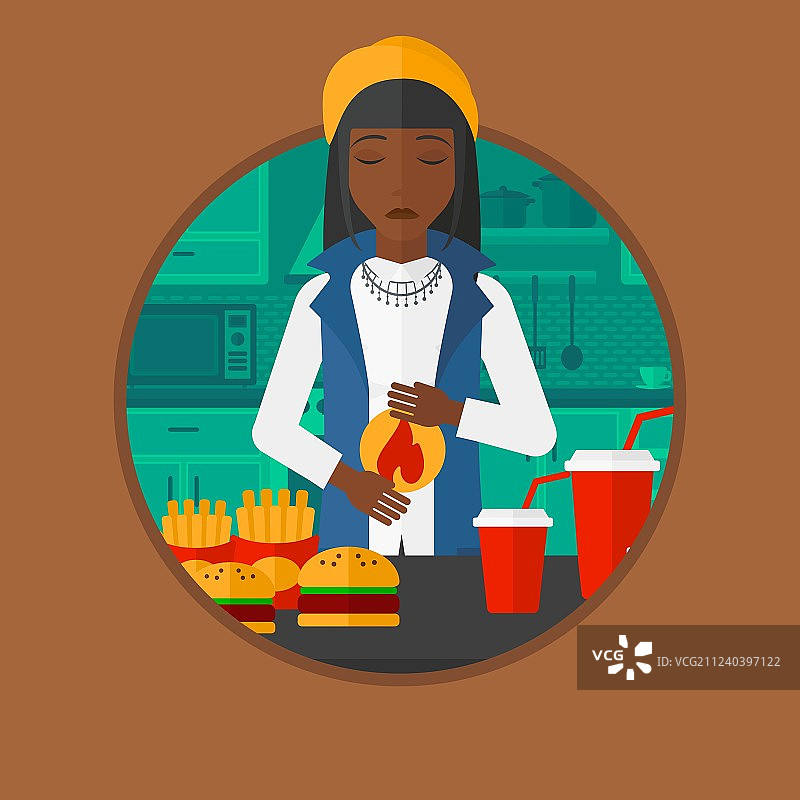 患有胃灼热的女人图片素材