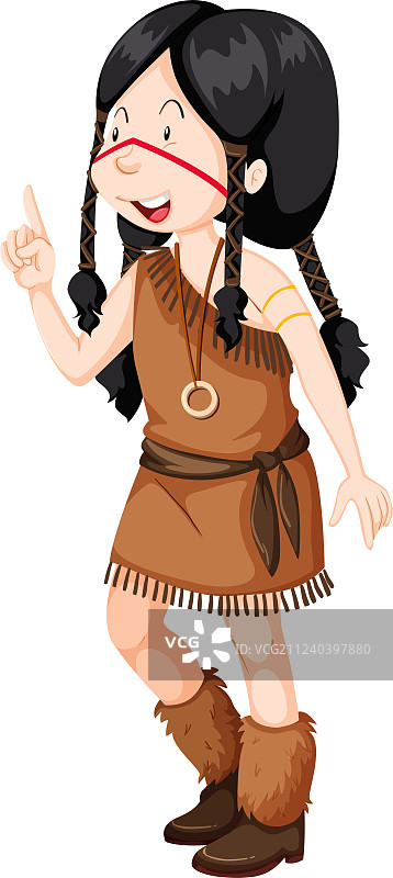 穿着服饰的美洲原住民女孩图片素材