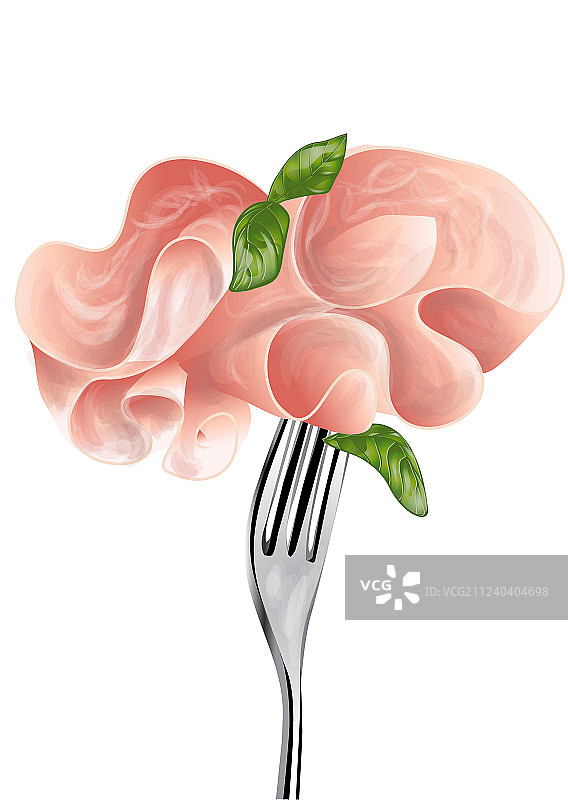 叉子上的烤火腿图片素材
