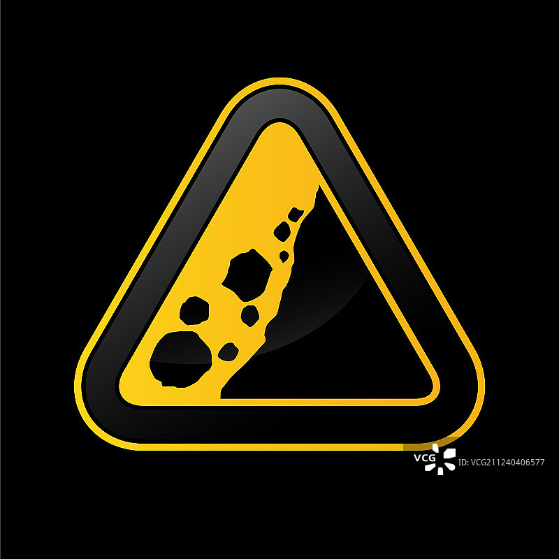 落石警告交通标志图片素材