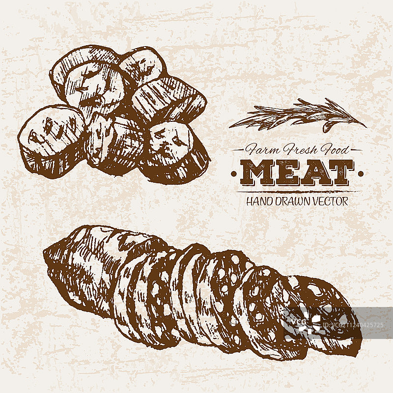 手绘牛排肉制品套餐图片素材