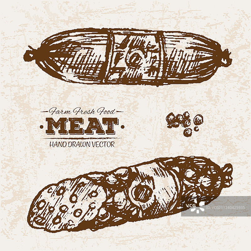 手绘牛排肉制品套餐图片素材