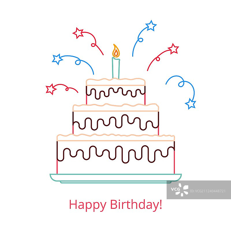 带有蜡烛的大型生日蛋糕概念图片素材