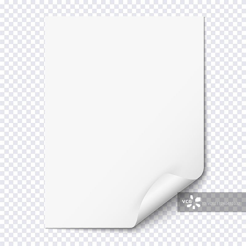 卷角的白色空白纸张图片素材