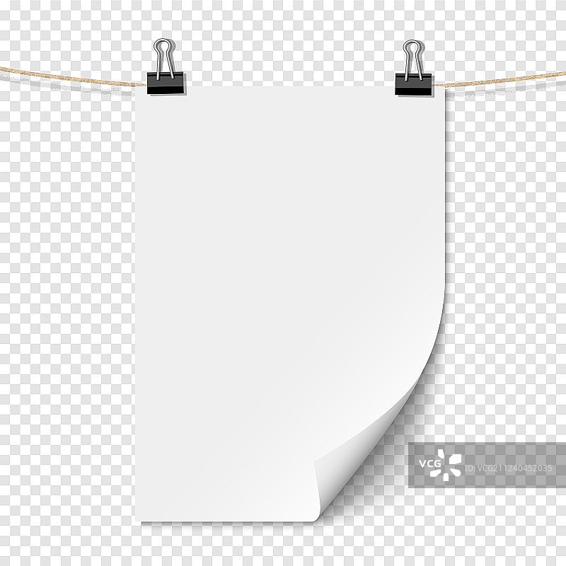 绳子上的带阴影的白色空白纸图片素材