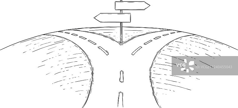 道路分叉空箭头标志绘制图片素材